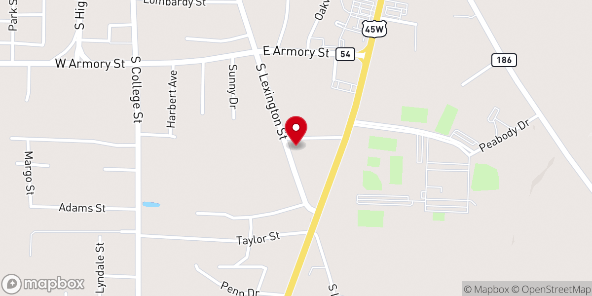 Map showing location of East Side Church of Christ