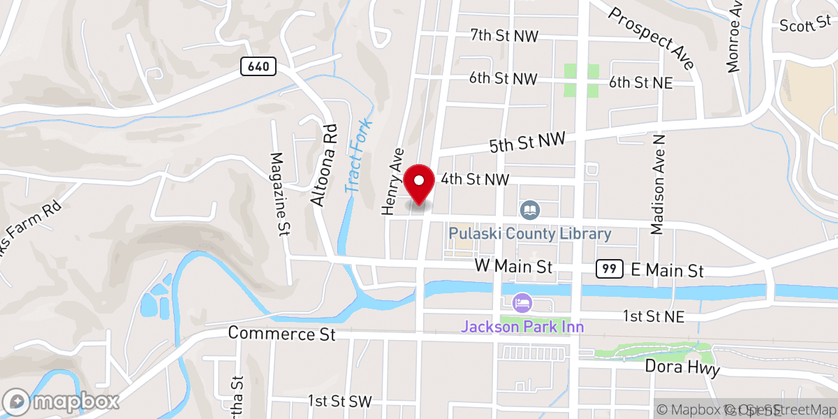 Map showing location of First Baptist Church
