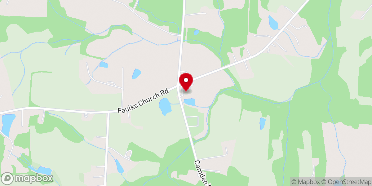 Map showing location of Faulks Baptist Church