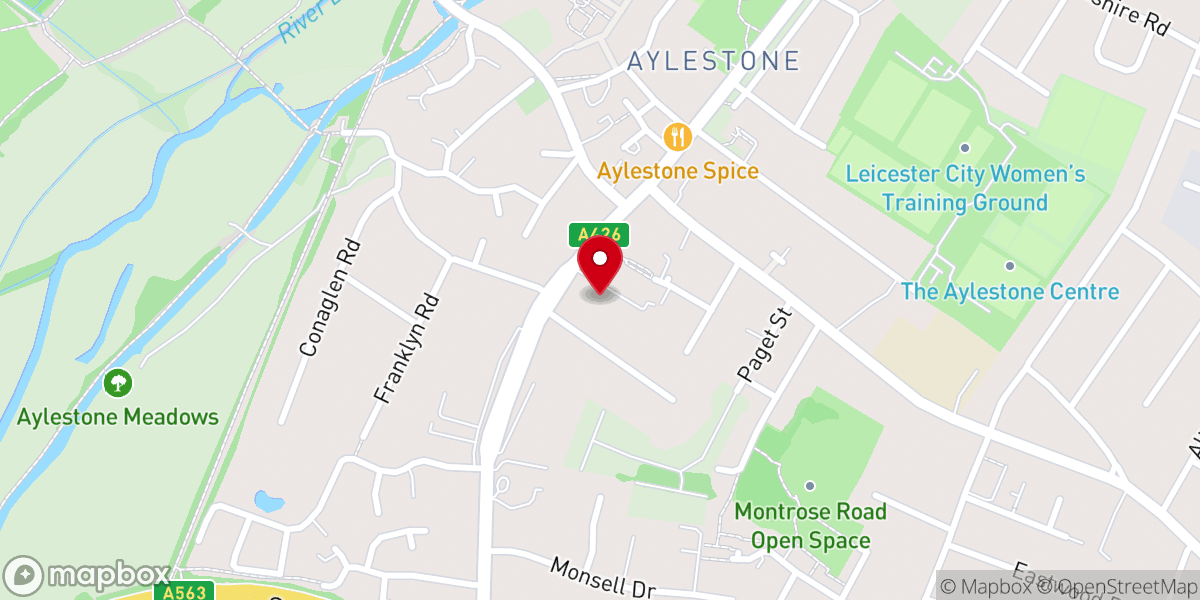 Map showing location of Aylestone Baptist Church