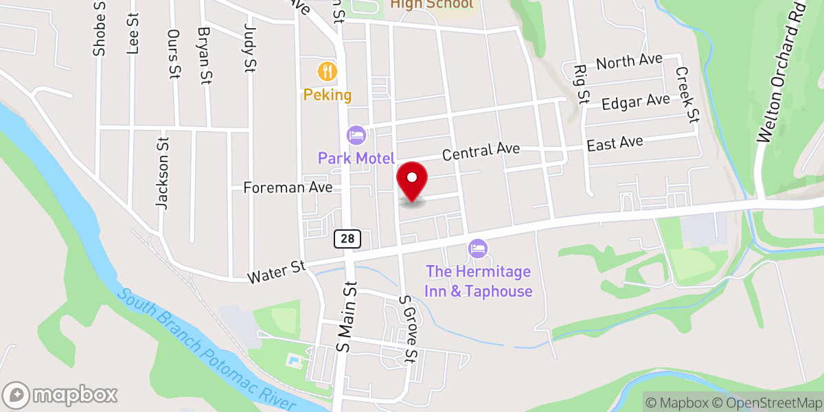 Map showing location of Grove Street United Methodist Church