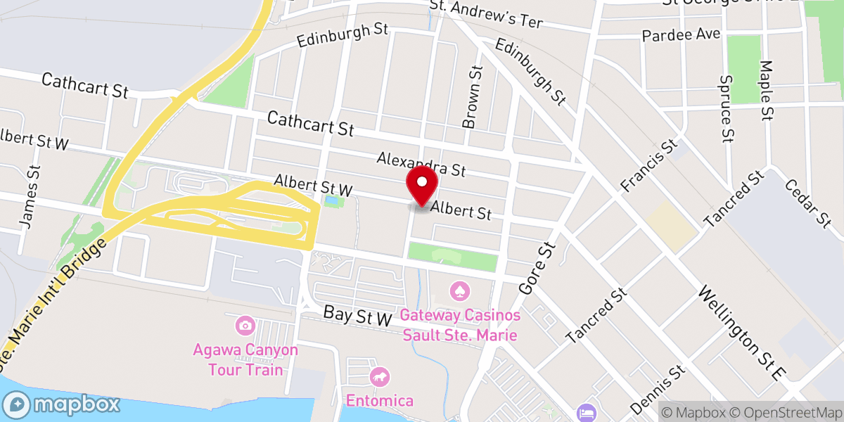 Map showing location of St. Thomas Anglican Church