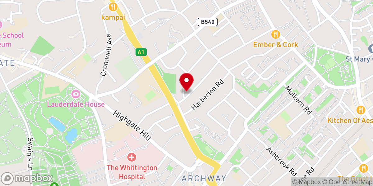 Map showing location of St Andrew's Church, Whitehall Park