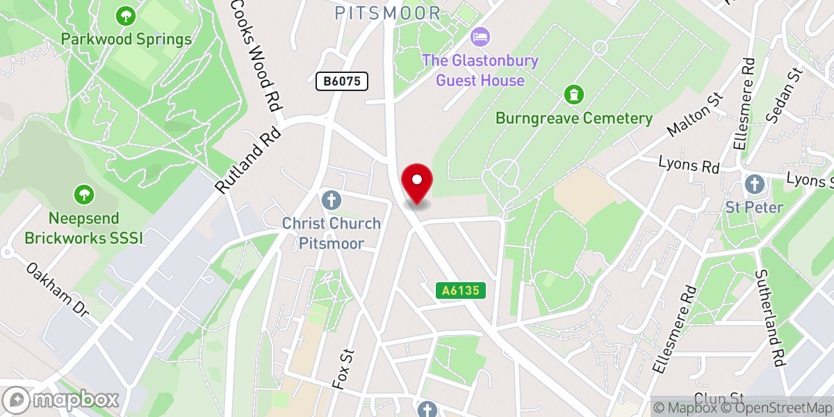 Map showing location of St Catherine of Alexandria RC Church, Pitsmoor