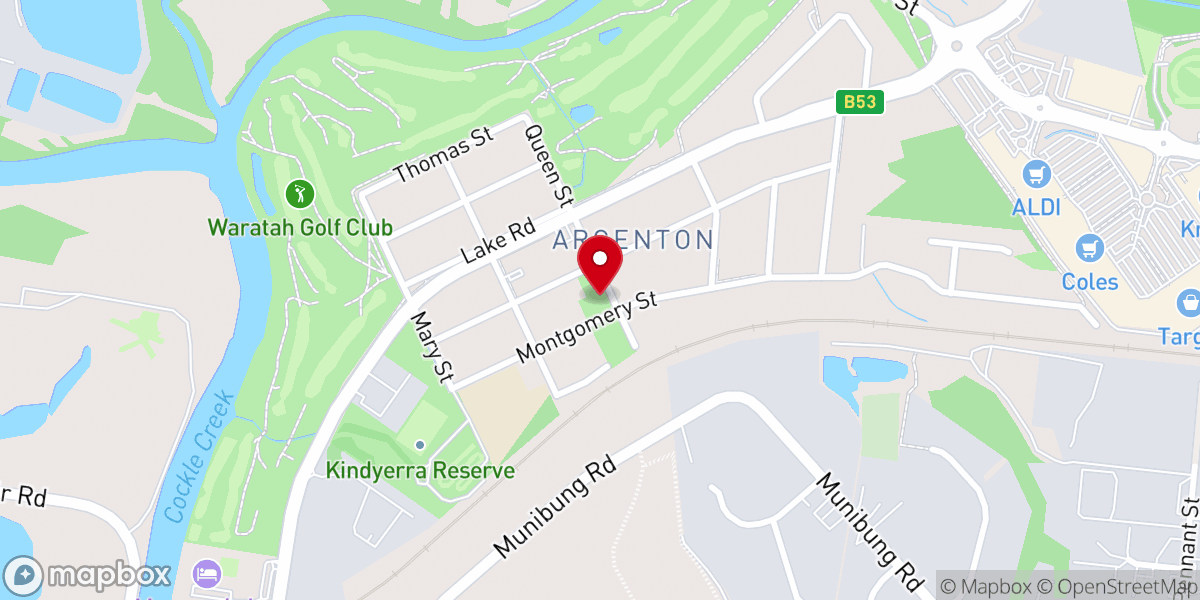 Map showing location of Newcastle Christian Reformed Church