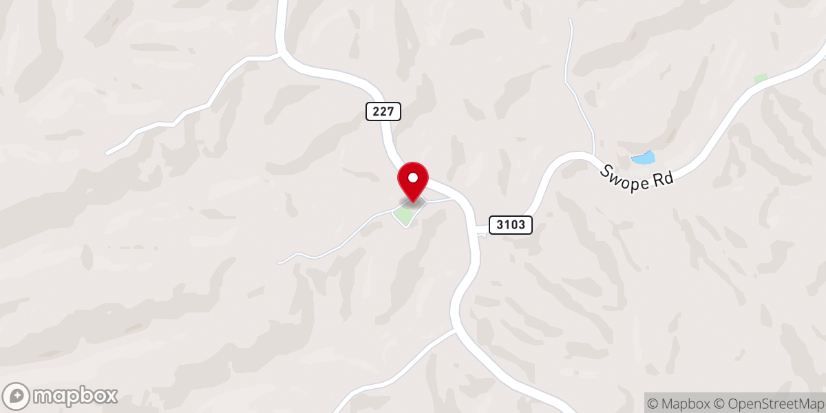Map showing location of Richland Baptist Church
