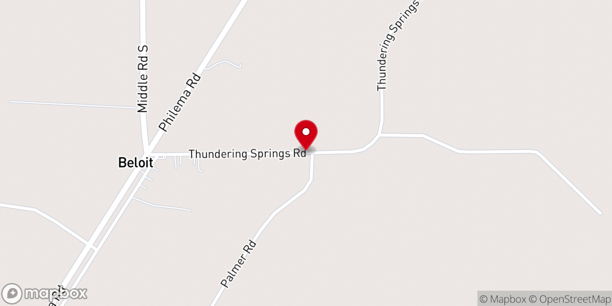 Map showing location of Thundering Springs Baptist Church