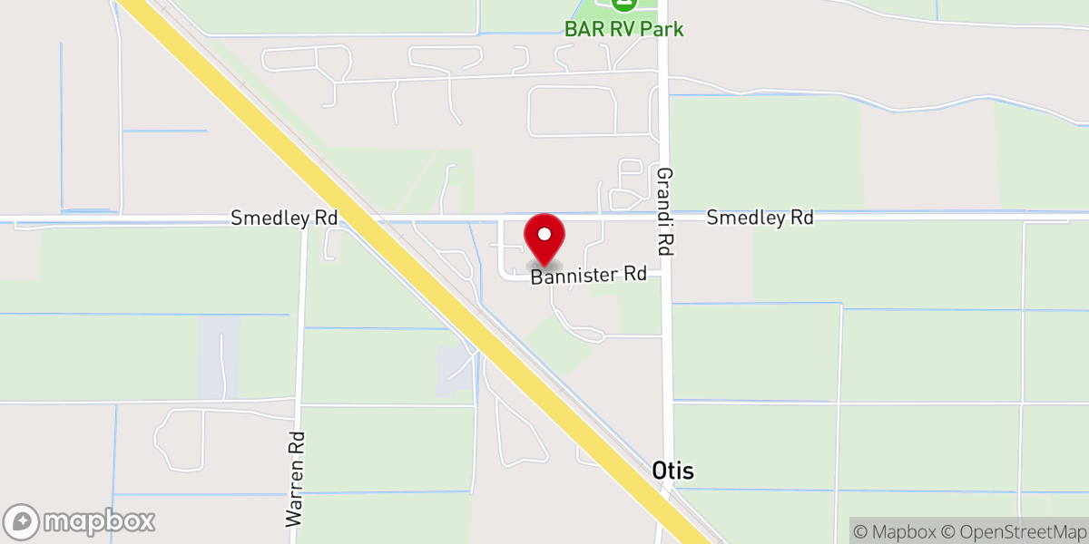 Map showing location of Otis Baptist Church