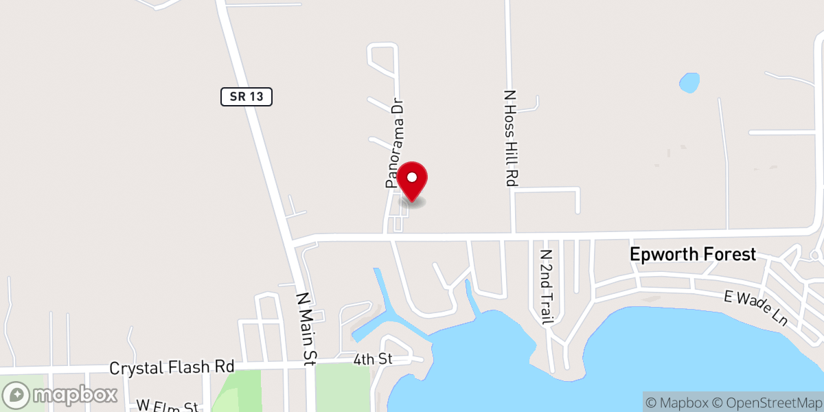 Map showing location of North Webster United Methodist Church