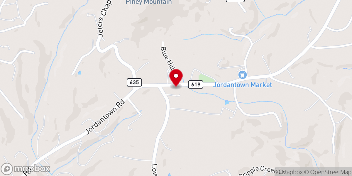 Map showing location of Jordantown Wesleyan Church