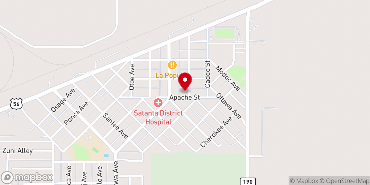 Map showing location of Satanta First Baptist Church