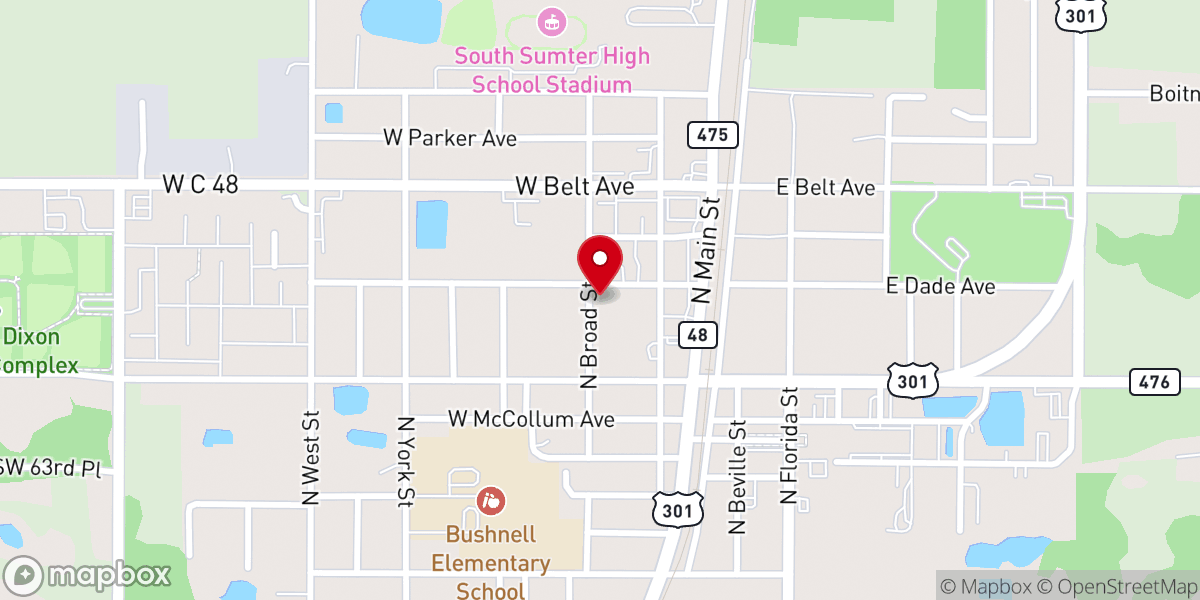 Map showing location of Bushnell Presbyterian Church