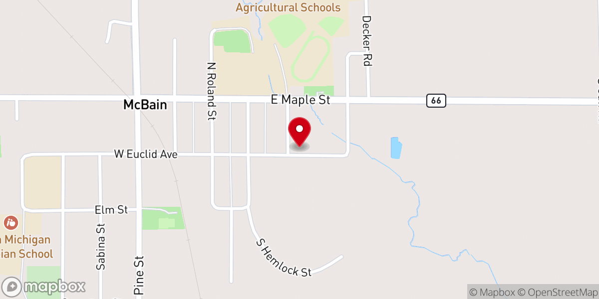 Map showing location of New Beginnings Church of Northern Michigan