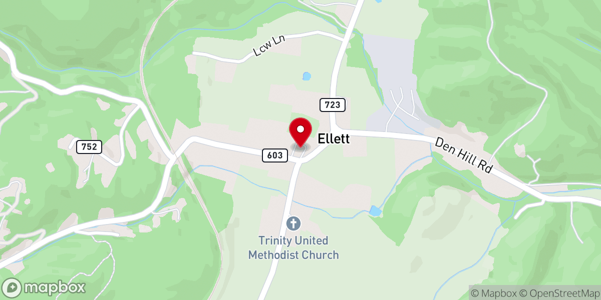 Map showing location of North Fork Baptist Church