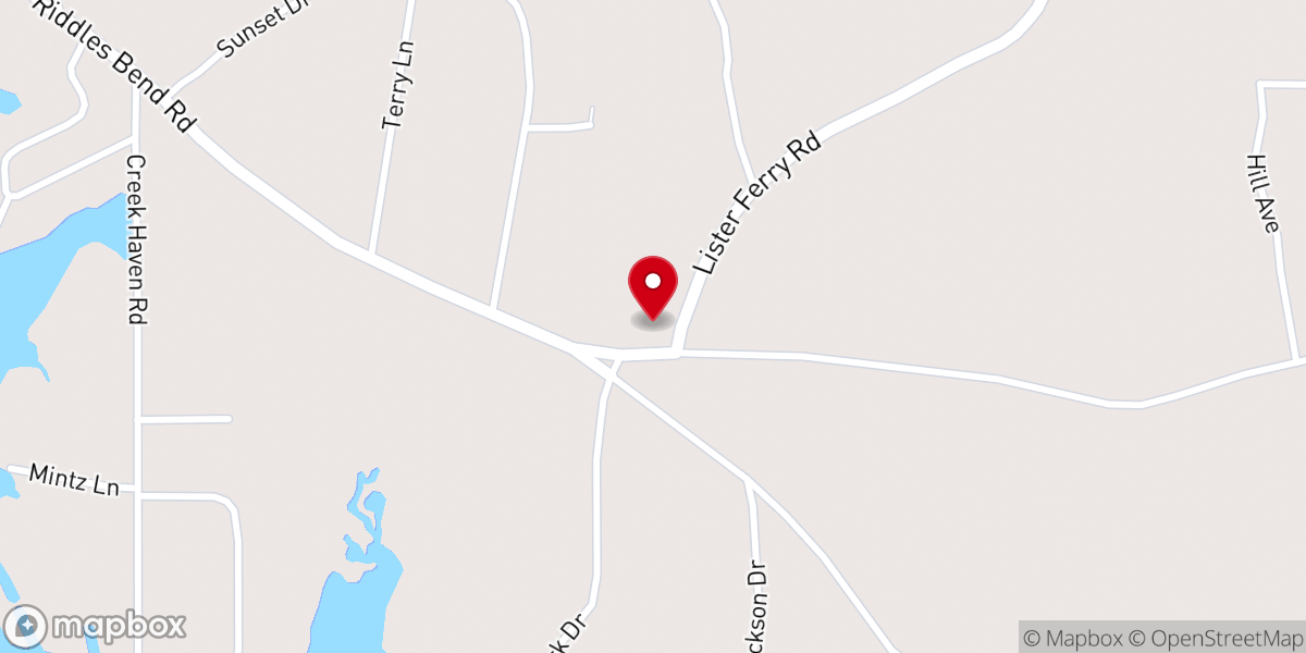 Map showing location of Riddles Bend Baptist Church