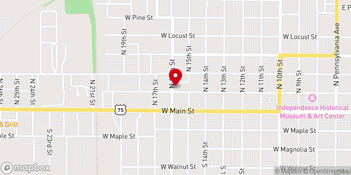 Map showing location of Independence Church-The Brethren