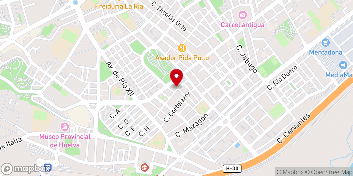 Map showing location of Hermandad de las Tres Caídas de Huelva