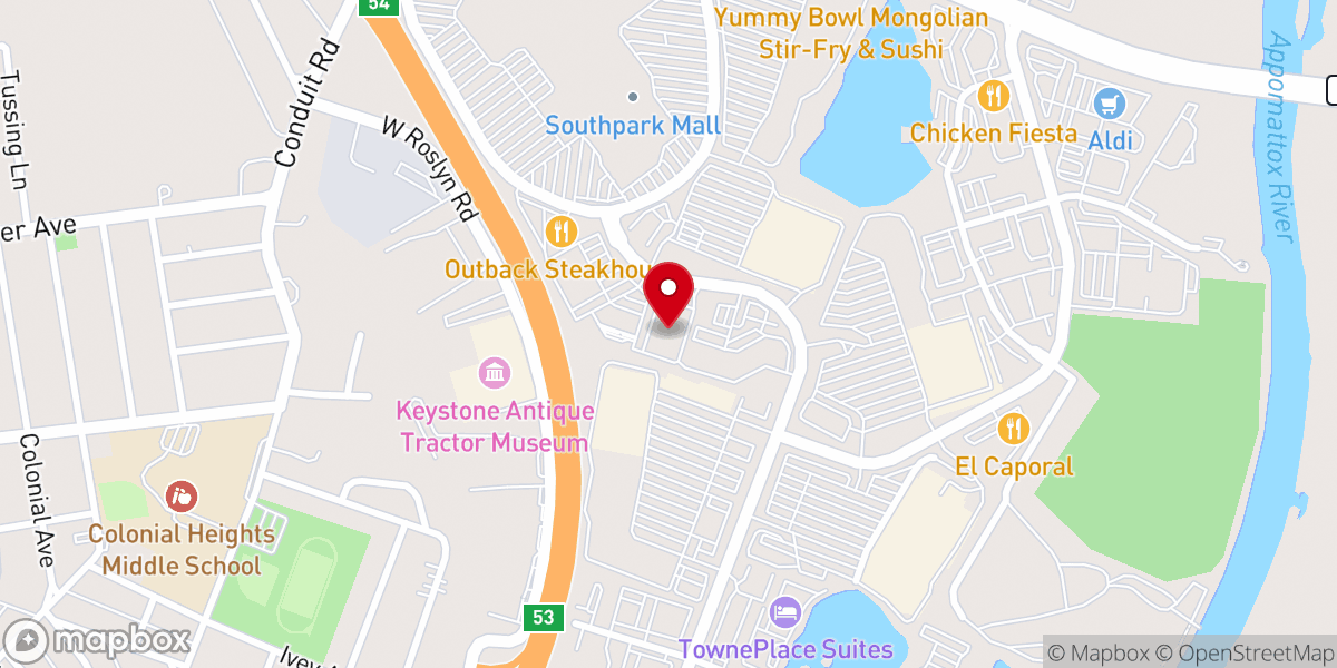 Map showing location of Hilton Garden Inn Richmond South/Southpark