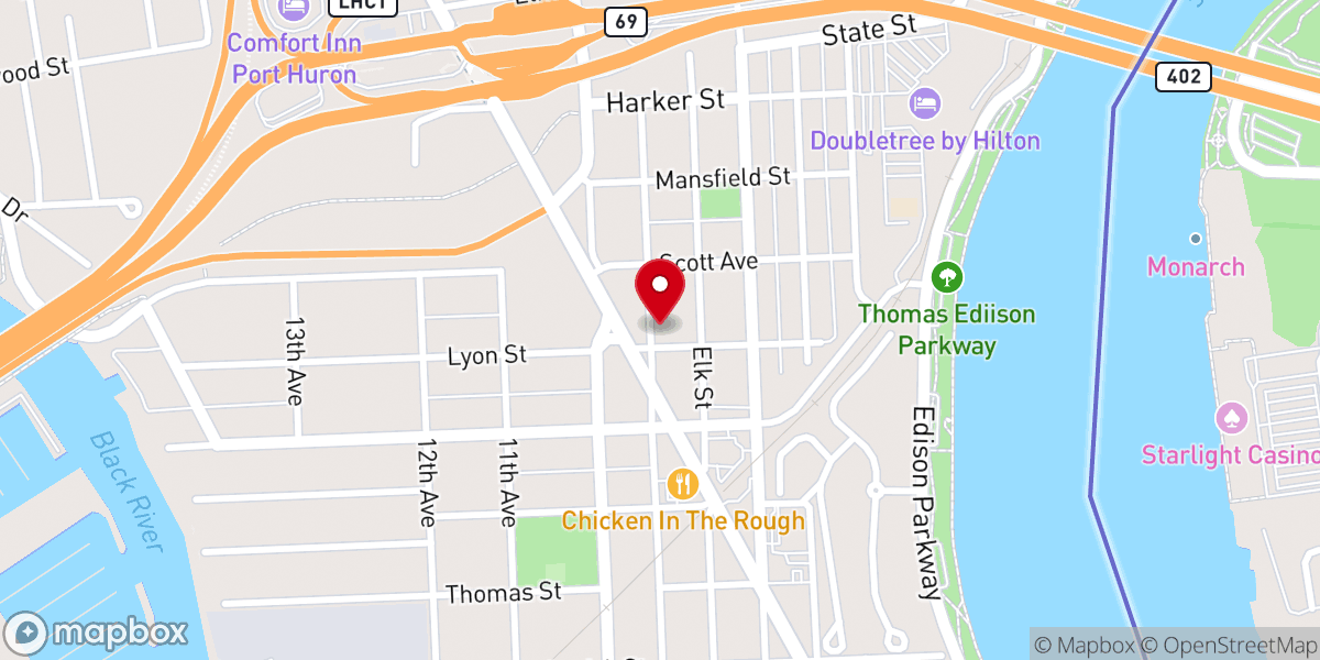 Map showing location of Blue Water Area Churches