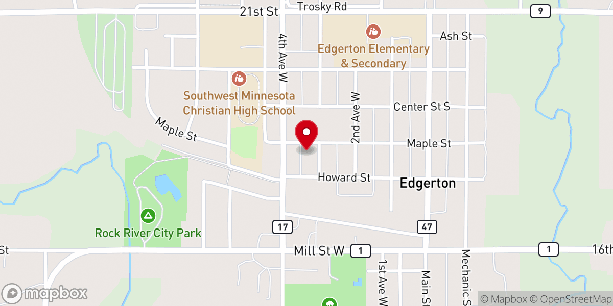 Map showing location of Edgerton Protestant Reformed Church