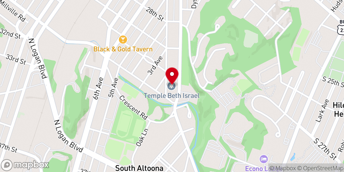 Map showing location of Temple Beth Israel