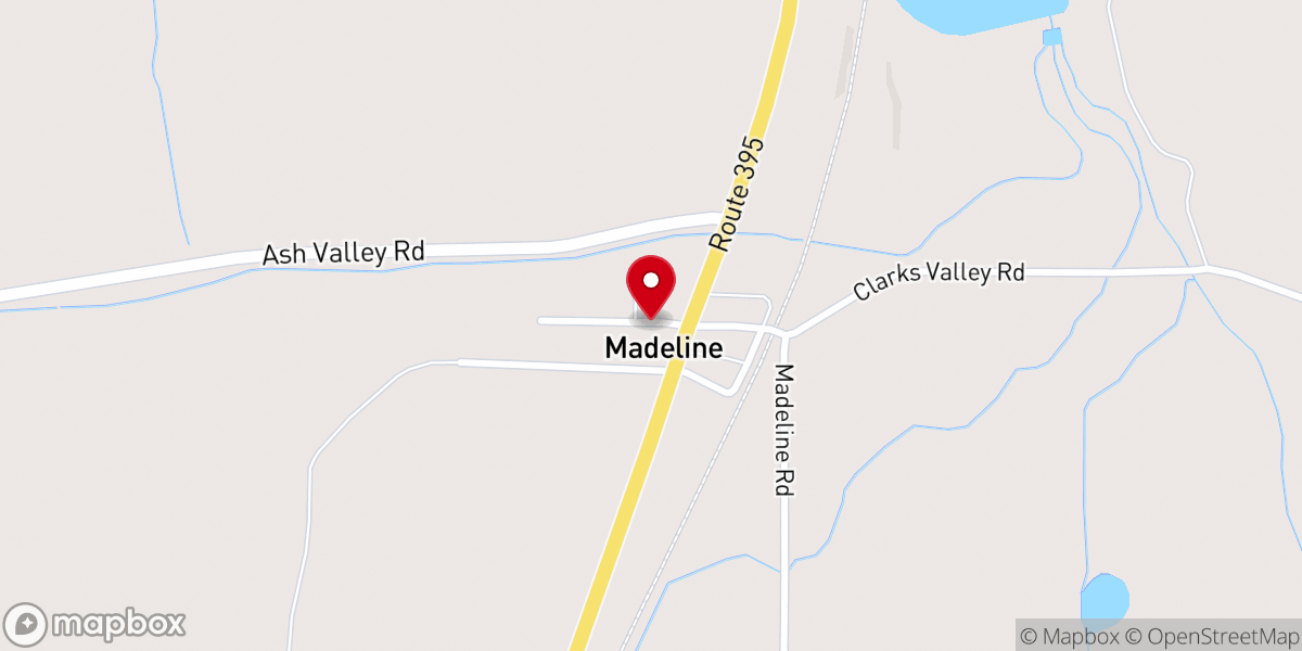 Map showing location of Madeline