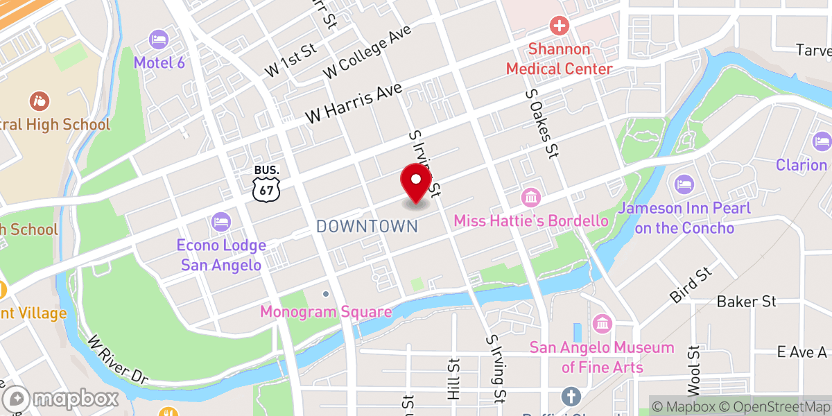 Map showing location of The Door Church San Angelo