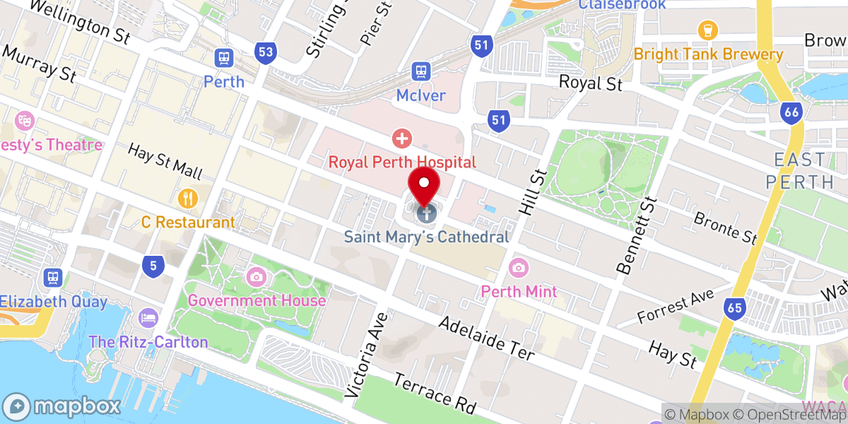 Map showing location of Saint Mary's Cathedral