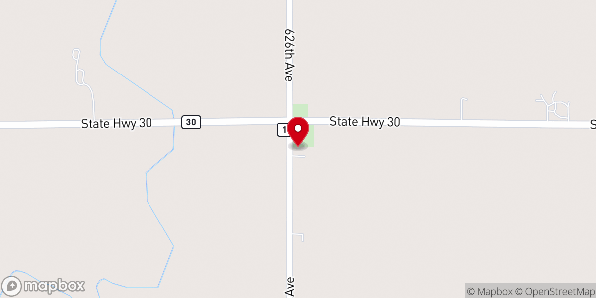 Map showing location of St. John's Lutheran Church