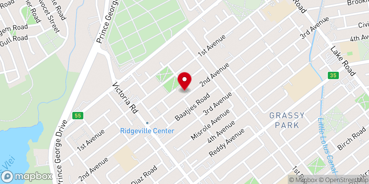 Map showing location of Grassy Park Methodist Church
