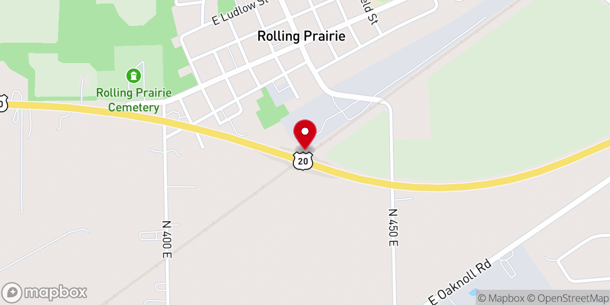 Map showing location of Rolling Prairie