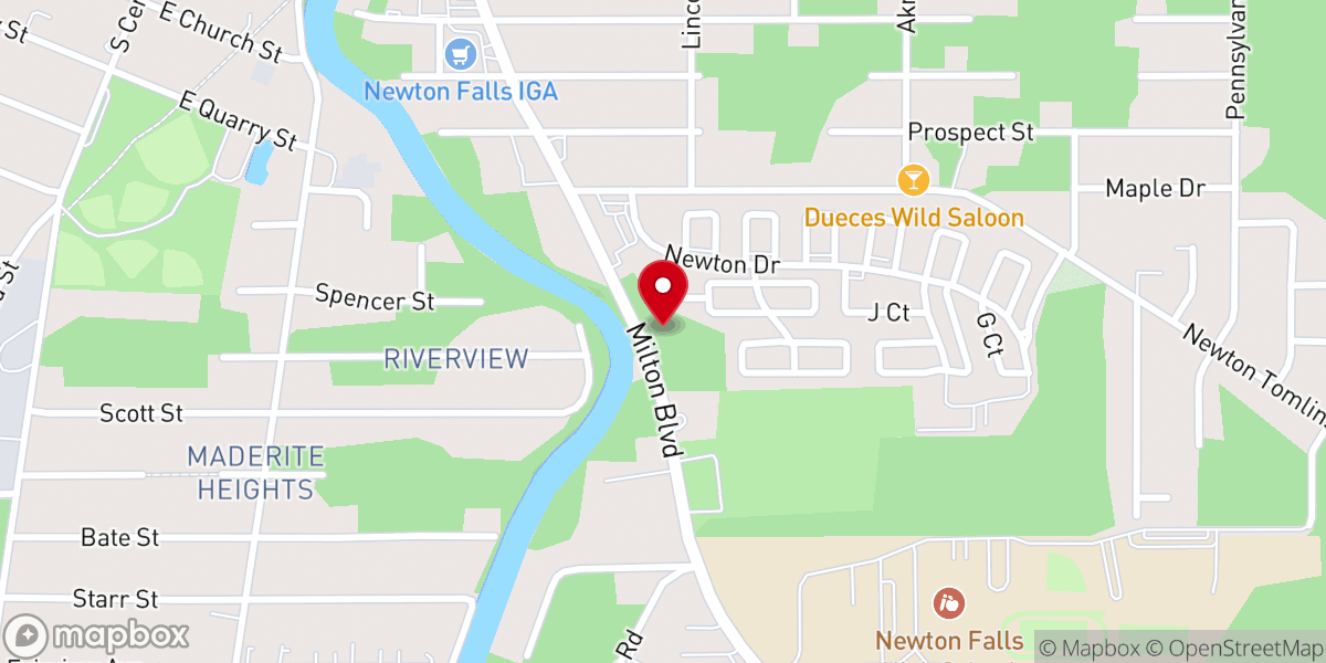 Map showing location of Newton Falls U12/U15 Soccer Field