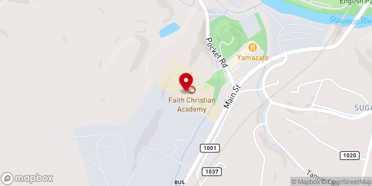 Map showing location of Faith Christian Academy