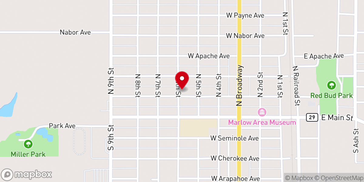Map showing location of Cumberland Presbyterian Church