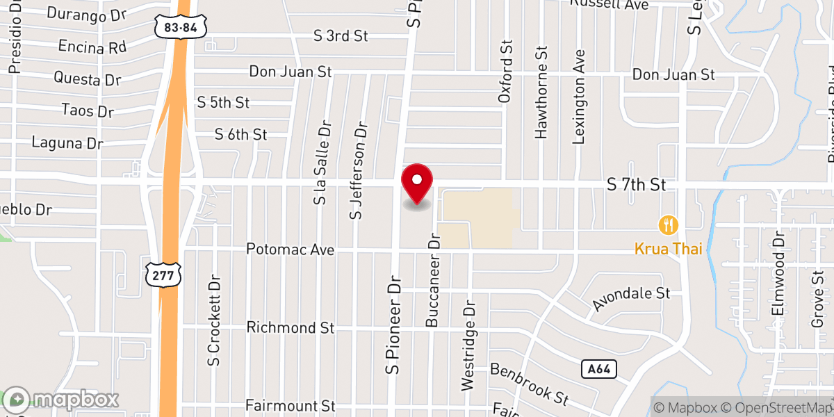Map showing location of Pioneer Drive Baptist Church
