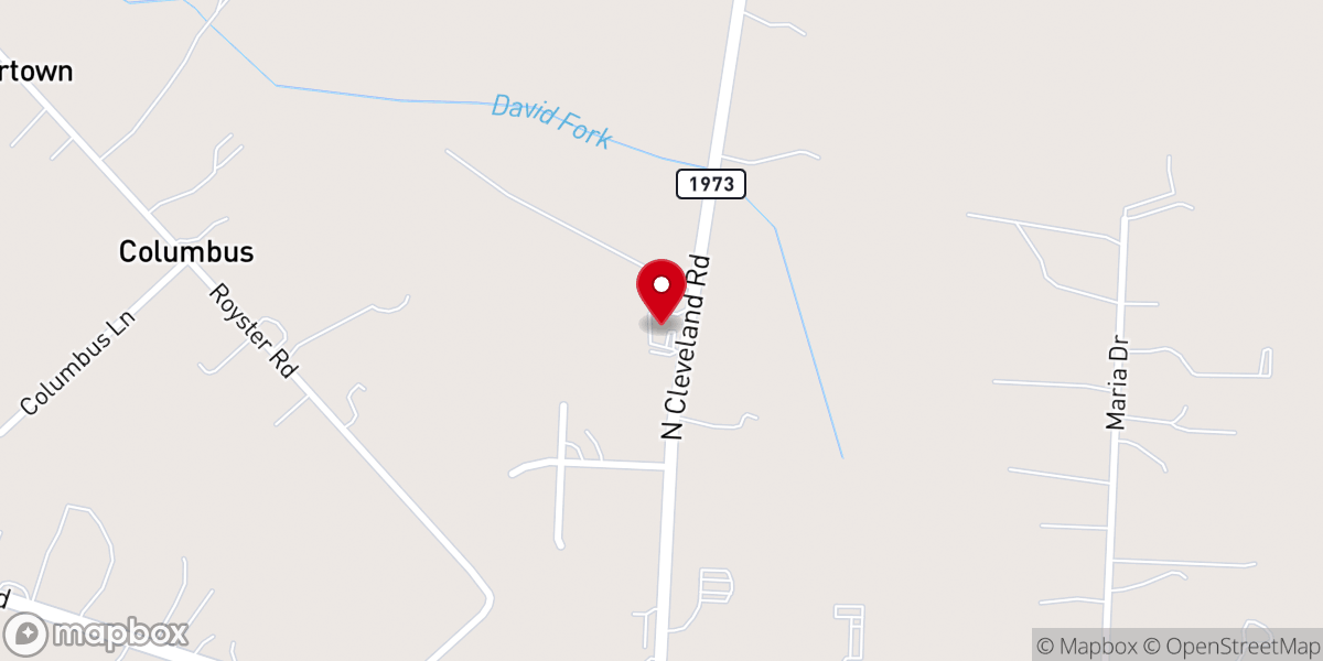 Map showing location of David's Fork Baptist Church