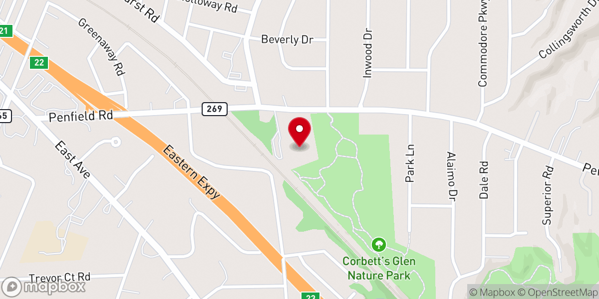 Map showing location of Temple Sinai