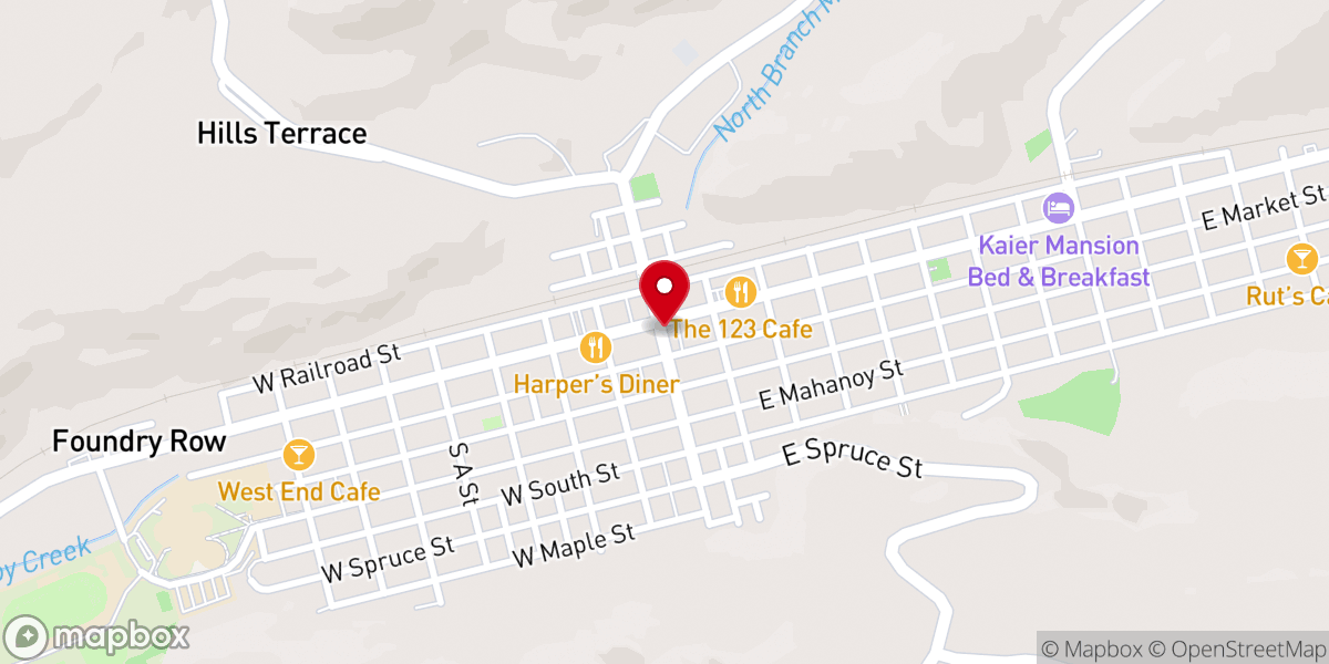 Map showing location of Mahanoy City