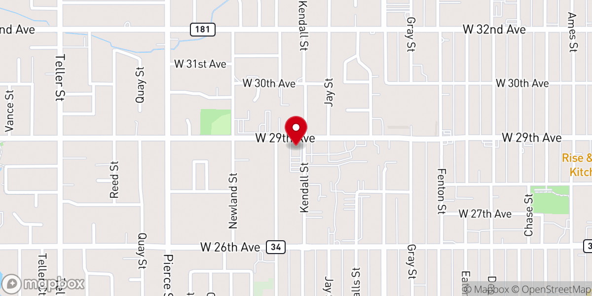 Map showing location of Wheat Ridge Congregational Church, UCC