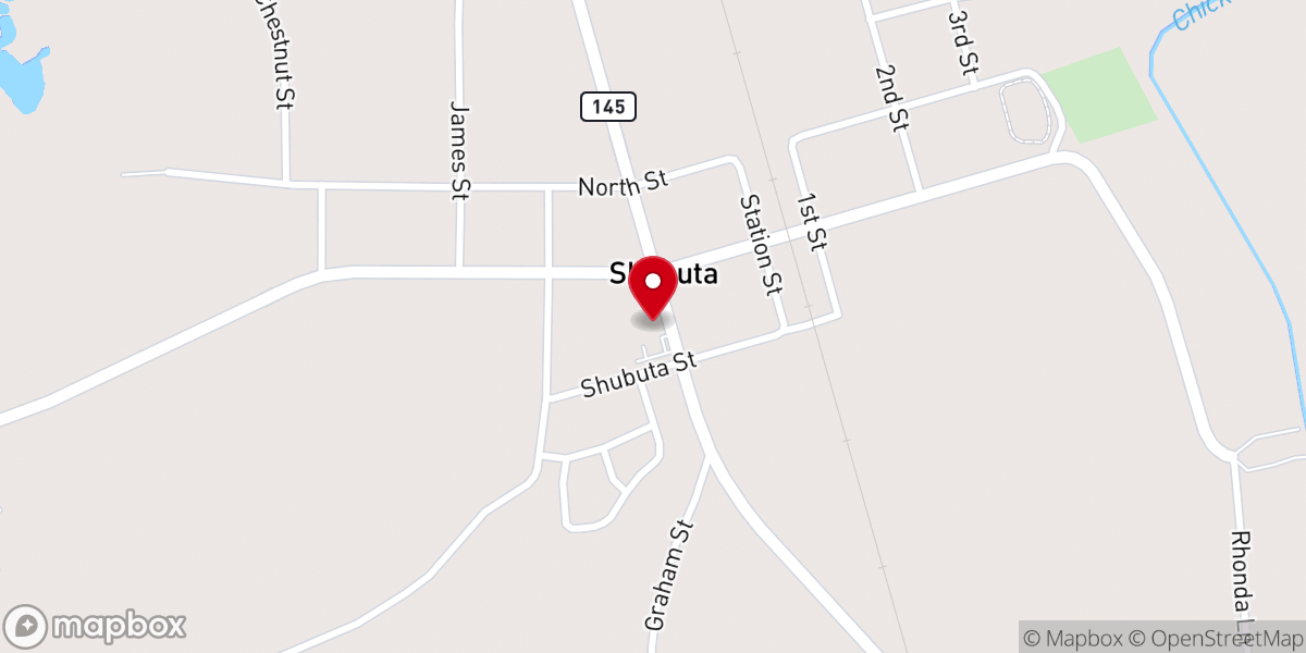 Map showing location of Shubuta United Methodist Church