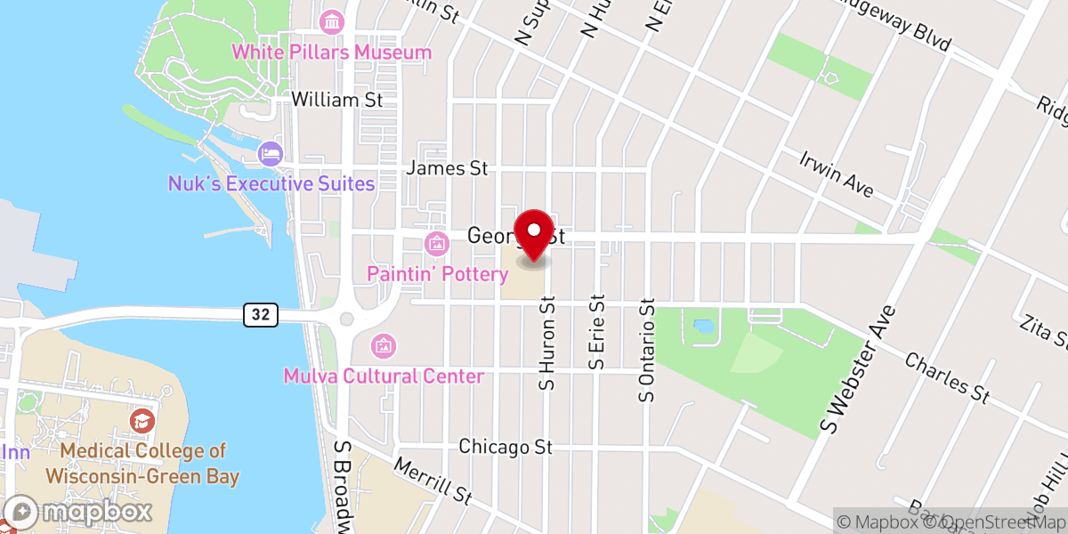 Map showing location of Notre Dame of De Pere