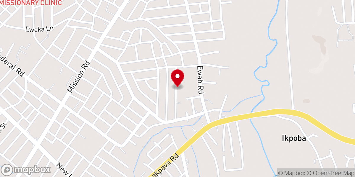 Map showing location of St Teresa Catholic Church, Benin City.