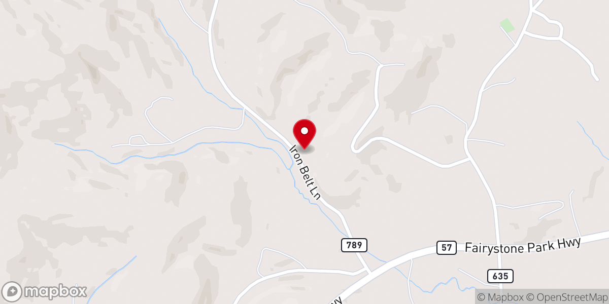 Map showing location of Iron Belt Christian Church