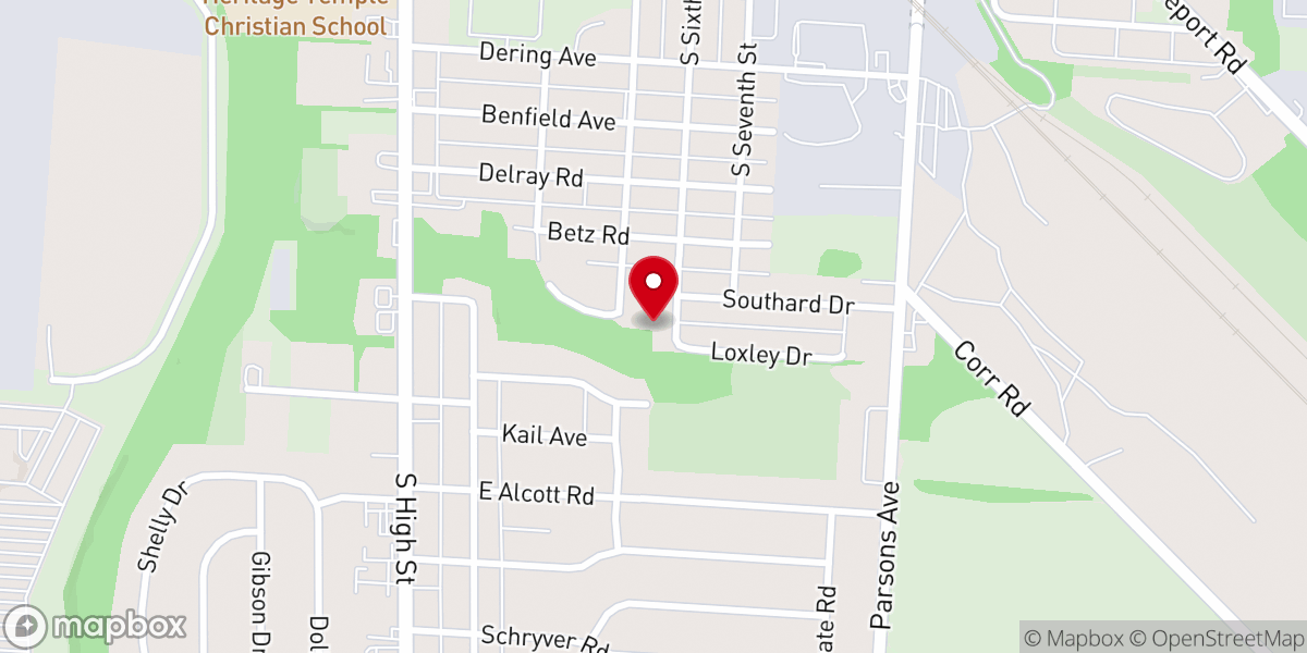 Map showing location of Beulahland Baptist Church