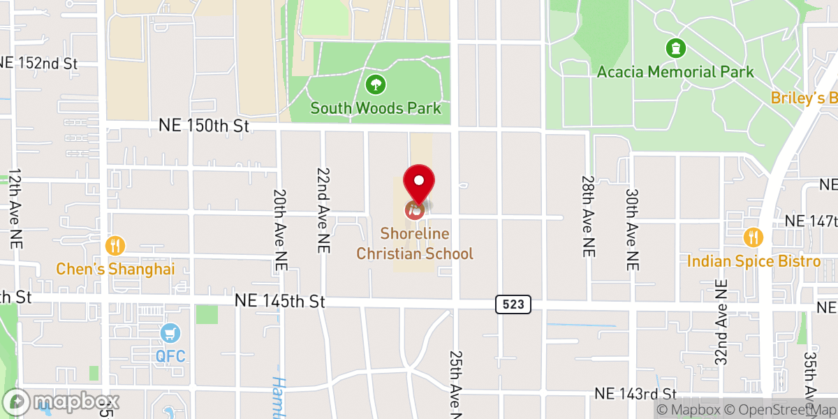 Map showing location of Shoreline Christian School