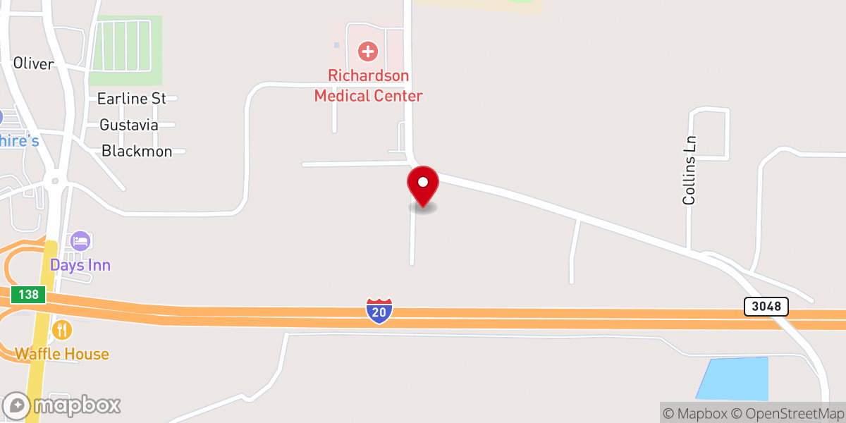 Map showing location of Richland Parish Health Unit