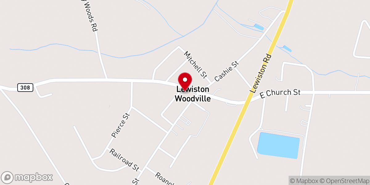 Map showing location of Lewiston Woodville Police Department