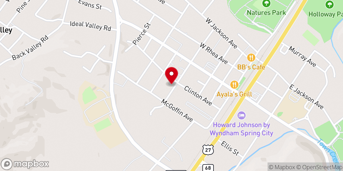 Map showing location of Central Baptist Church