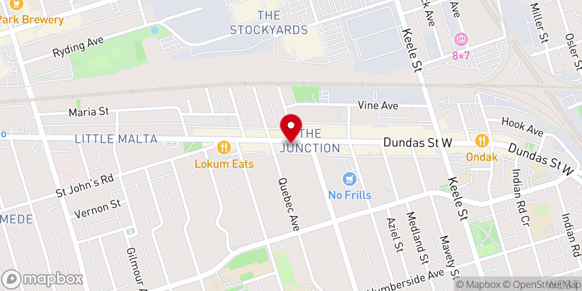 Map showing location of West Toronto Baptist Church
