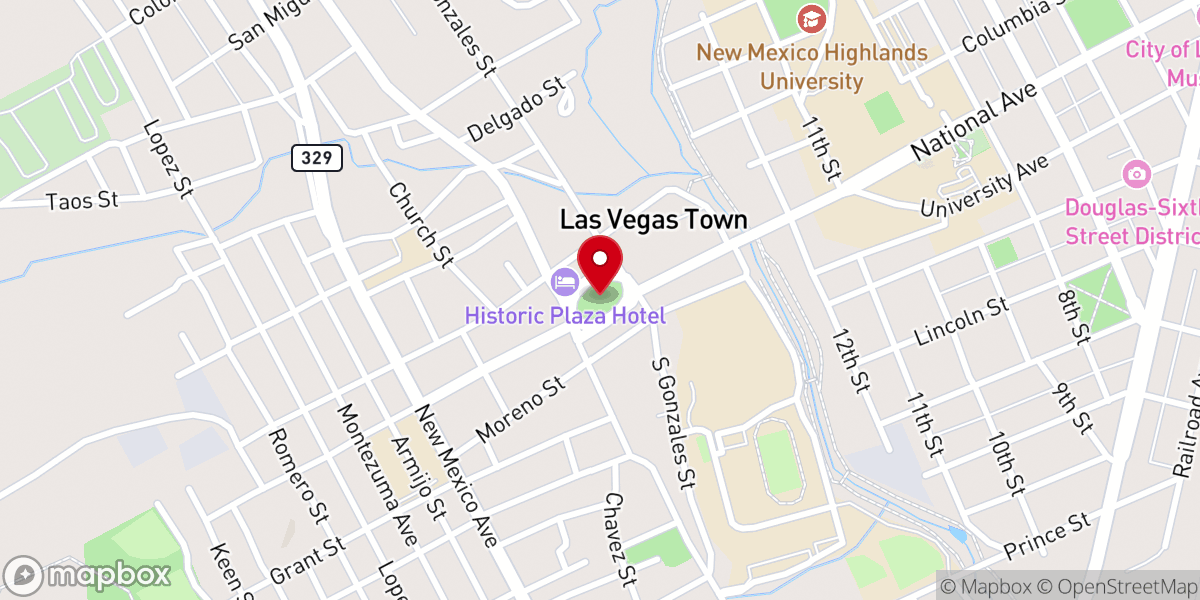 Map showing location of 100 Plaza Park Las Vegas NM